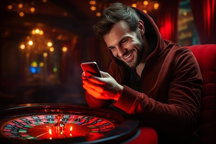 Layar permainan kasino live royal777 di Android menampilkan studio roulette dengan dealer dan pemain lainnya